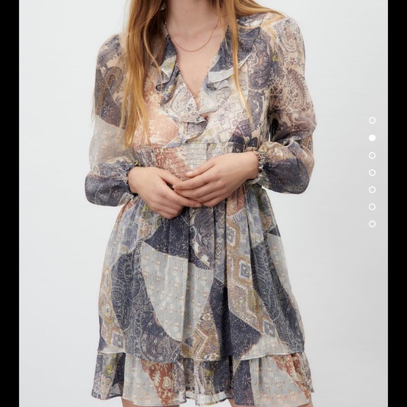 ZARA RUFFLED PRINTED DRESS . SIZE XS. LIKE NEW - Picture 2 of 5